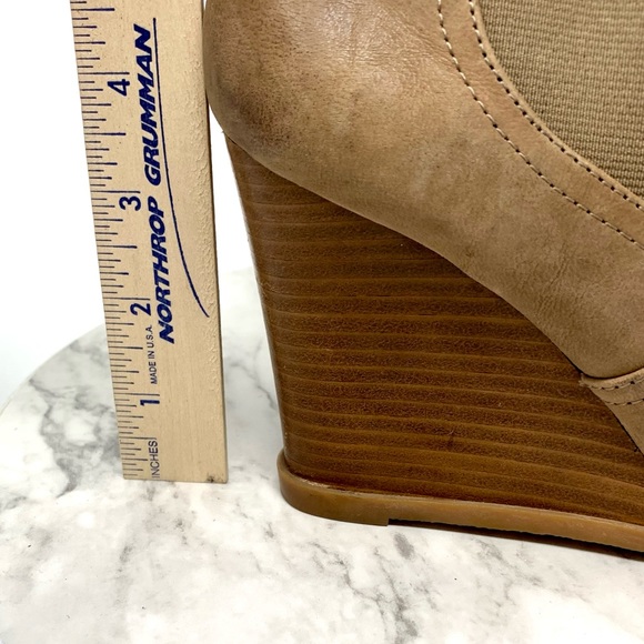Audrey Brooke Cindy Wedge Brown Chelsea Boots 7.5 leather classic Academia chic - Picture 15 of 16